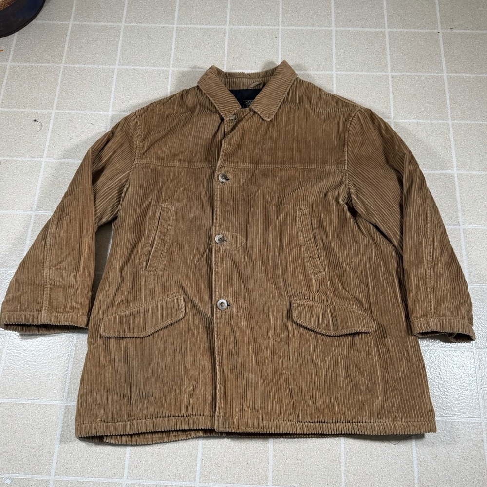 Vintage Eddie Bauer Corduroy Barn Chore Jacket Brown Quilted Lined Mens 2XL